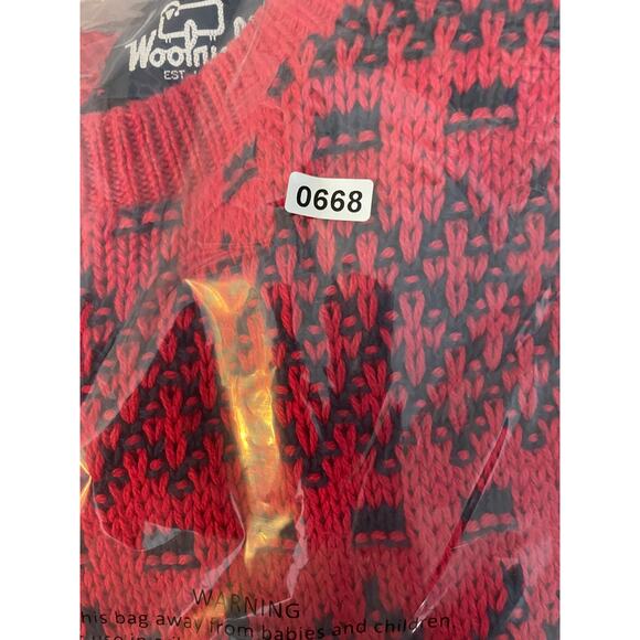 Woolrich Cowichan Sweater Mens Size Medium Red Fair Isle Alpine Chunky Knit - Picture 8 of 8
